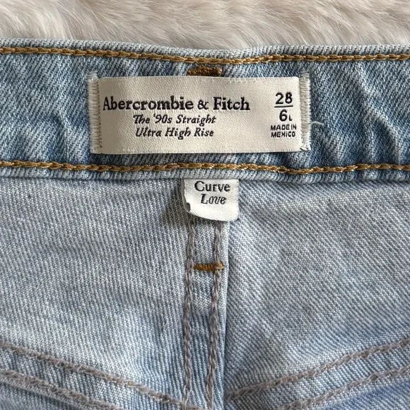 ABERCROMBIE & FITCH 28 Long 6 4 Curve Love 90s Straight Ultra High Rise Jeans - Picture 5 of 12